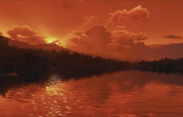 Landscape, the evening, The Witcher 3, Blood & Wine