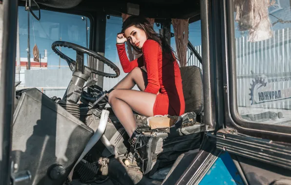 Dress, legs, brunette, Anton Kharisov