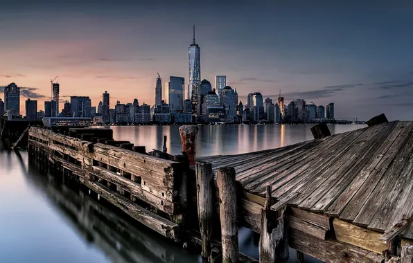 Night, the city, New York City, Hudson River
