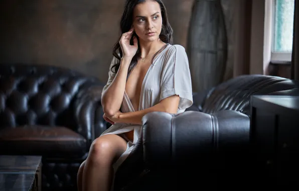 Picture girl, room, sofa, hair, Martin Fuhrmann