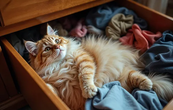 Cat, cat, look, pose, clothing, the game, things, red