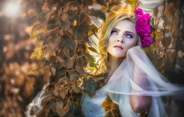 Picture leaves, flowers, makeup, *•●♥ Beautiful Women ♥●•*