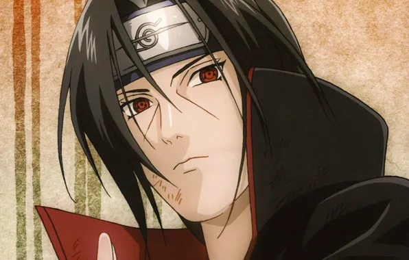 Portrait, headband, Naruto, red eyes, sharingan, Akatsuki, Itachi uchiha