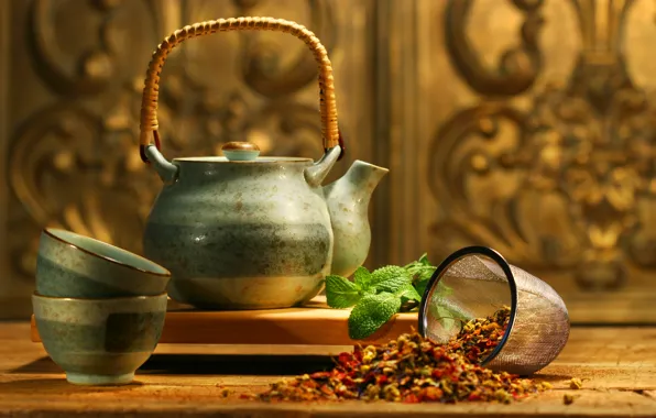 Picture kettle, mint, aroma, supplements, Asian tea