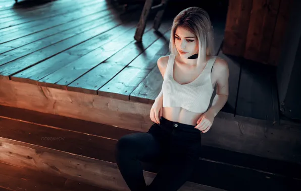 Girl, Legs, Sexy, Black, Nice, Gorokhov, Post, Laying