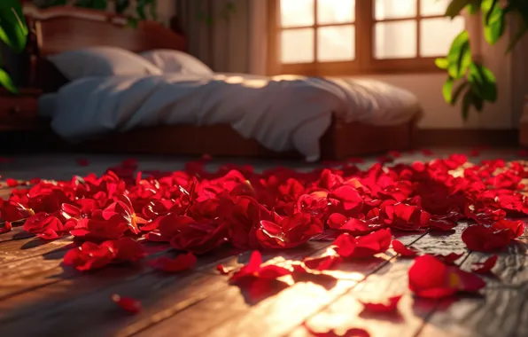 Decoration, love, room, holiday, romance, bed, interior, heart