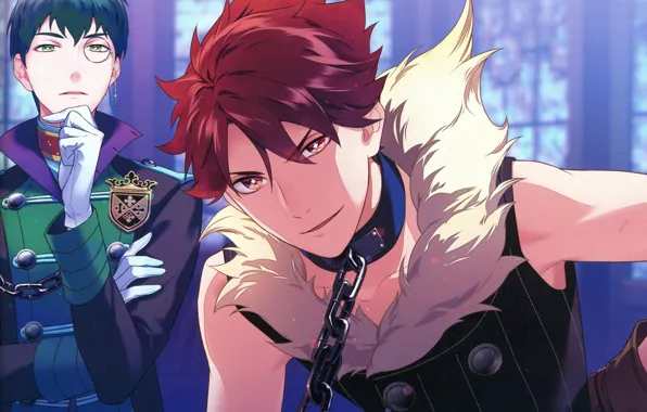Chain, collar, guys, two, manga, Jewelic Nightmare