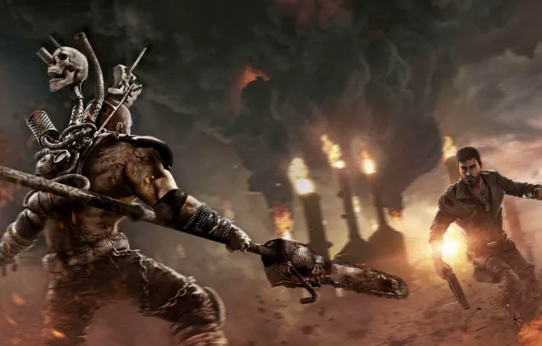 Sunset, Smoke, Fire, Weapons, Flame, Mad Max, Warner Bros. Interactive Entertainment, Mad Max