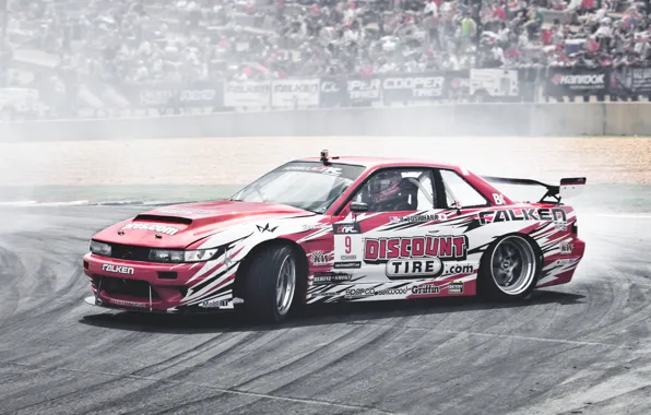 Auto, competition, smoke, skid, race, drift, drift, Nissan Silvia