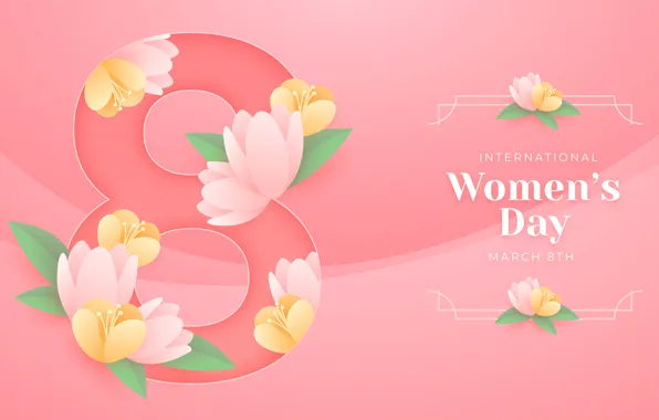 Flowers, holiday, spring, figure, March 8, date, congratulations, postcard