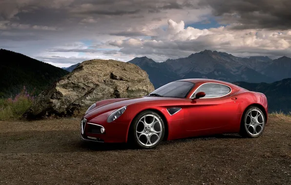 The sky, mountains, stone, car, sports