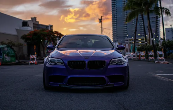 BMW, Purple, Front, Sunset, Evening, Face, F90