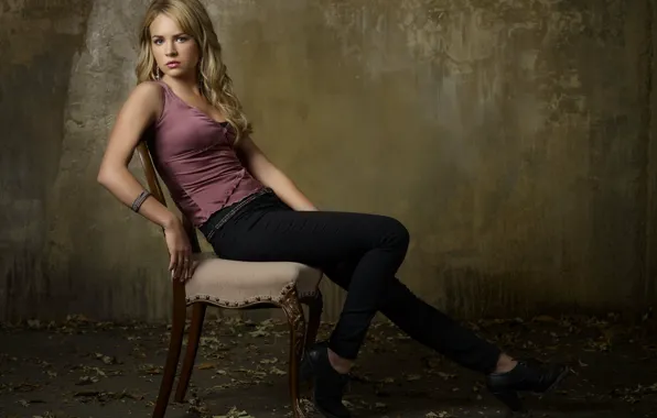 Picture girl, wall, sweetheart, actress, blonde, beautiful, sitting, on the chair