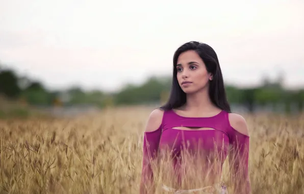 Picture field, girl, brunette.