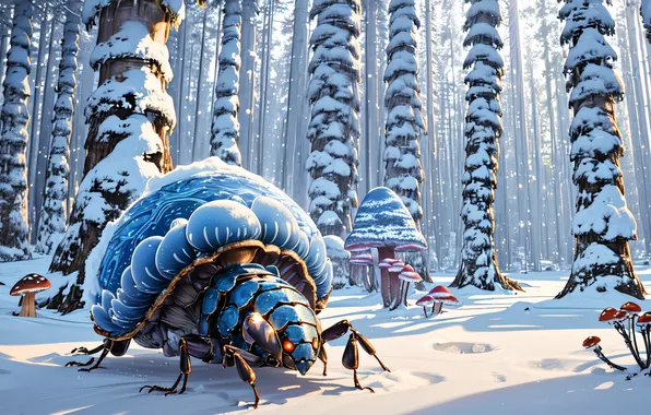 Winter, forest, beetle