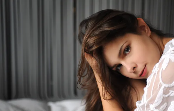 Long hair, model, brunette, gorgeous, photoshoot, posing, beautiful face, Amelie Belain