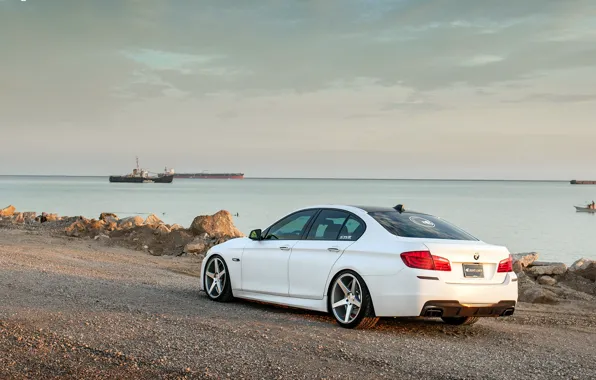 White, BMW, BMW, white, wheels, F10, 550i, 5 series