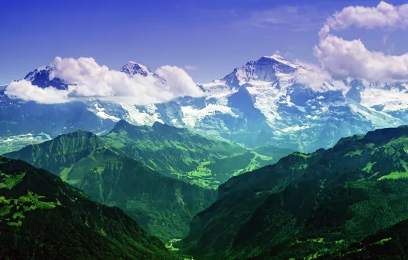 Clouds, mountains, nature, panorama