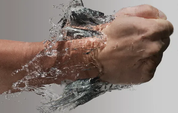 Picture water, hand, blow, fist