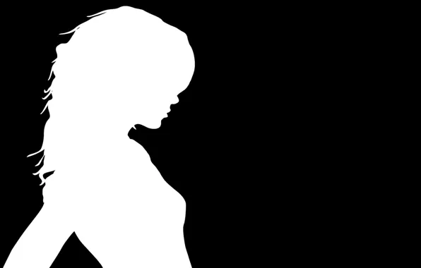 Picture Girl, Minimalism, Black, Silhouette, Background