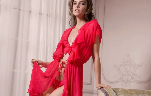 Girl, Wallpaper, model, Barbara Palvin, robe red