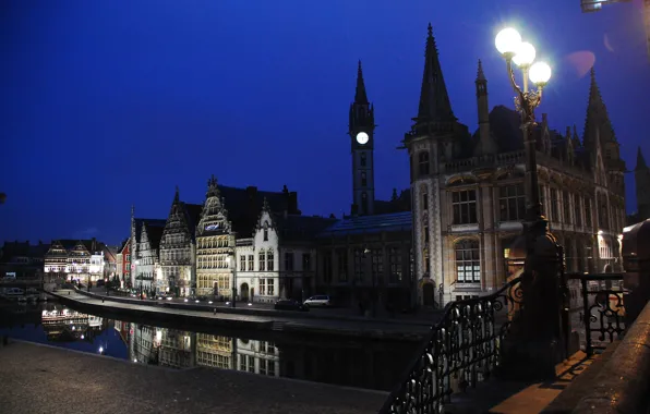 Picture the city, the evening, Europe, Ghent