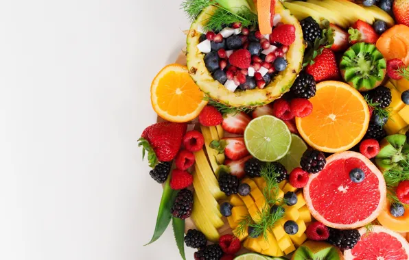 Picture berries, kiwi, strawberry, fruit, pineapple, BlackBerry, citrus