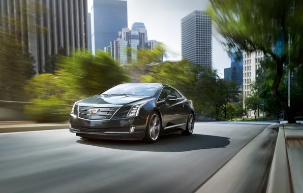 Picture the city, background, Cadillac, coupe, the front, Cadillac, ELR, ELR