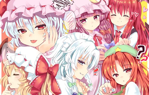 Girls, art, face, Touhou, Touhou, Touhou
