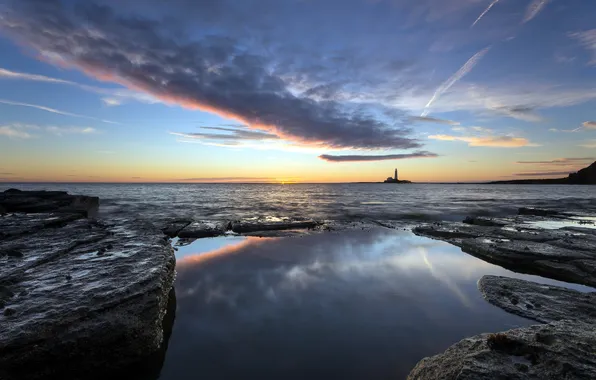 Sea, landscape, lighthouse