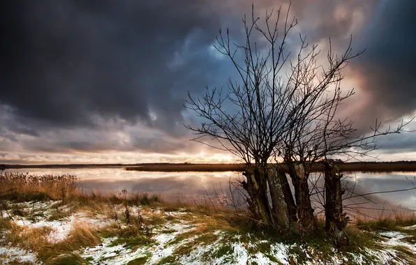 Landscape, sunset, river