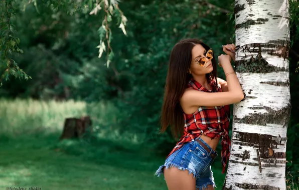 Nature, pose, model, shorts, portrait, makeup, figure, glasses