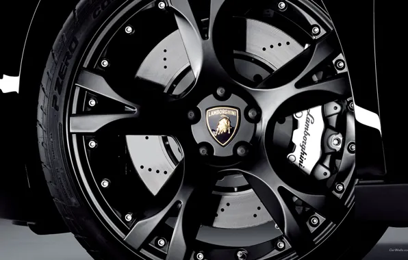 Black, Lamborghini, wheel