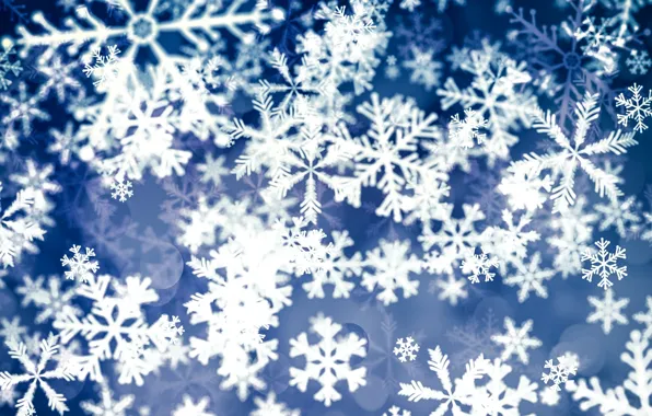 Snowflakes, texture, Christmas, New year, blue background