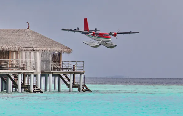 The ocean, The Maldives, Bungalow, hydroplane