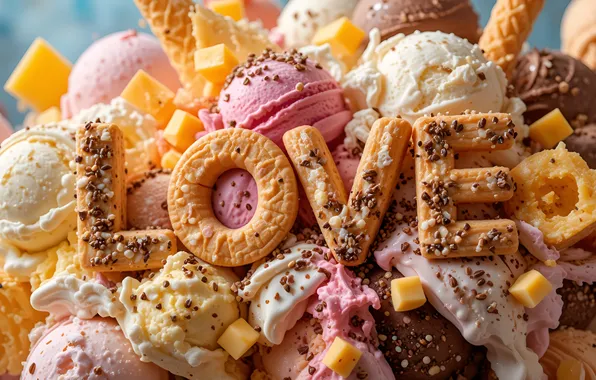Love, holiday, cookies, ice cream, sweets, dessert, the word, Valentine's Day