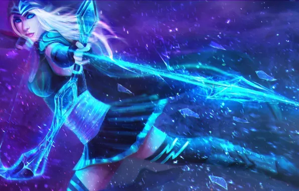 Girl, ice, game, weapon, woman, big, blue, power