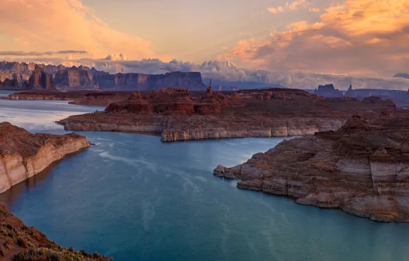 Lake, canyon, panorama, AZ, Arizona, lake Powell, Glen Canyon, Lake Powell