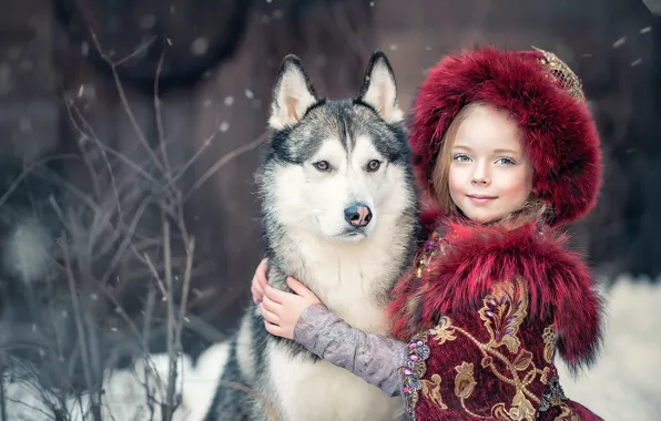 Dog, friendship, girl, friends, husky, Yaroslav Gromov, Princess
