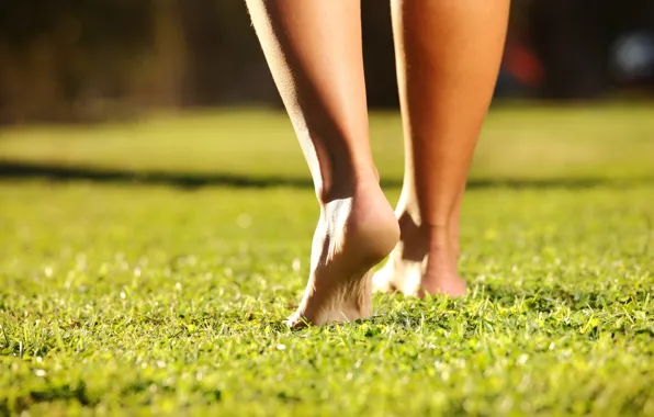 Picture greens, grass, girl, nature, background, feet, mood, shadow