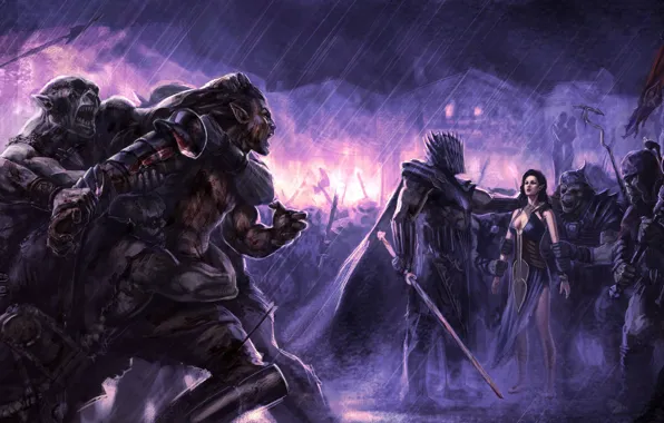 Elf, knight, orcs, army