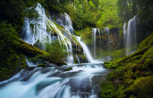 River, USA, waterfalls, Washington, Wind, Panther Creek Falls, District Of Skamania
