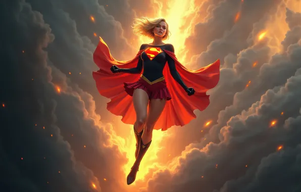 Clouds, Blonde, Flight, Light, Supergirl, Superheroes, Beautiful Girl, The Unstoppable Force