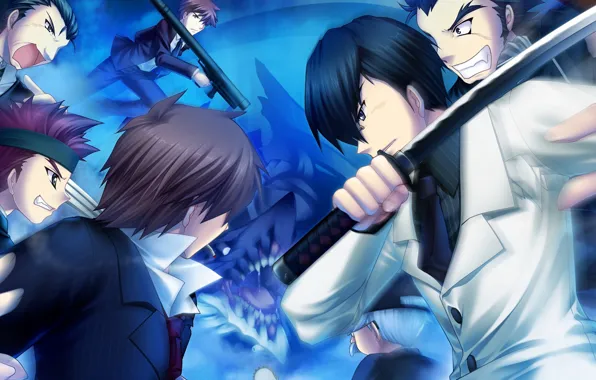 The opposition, anime, art, guys, Rewrite