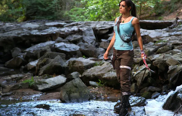 Picture look, girl, weapons, Mike, Tomb Raider, cosplay, Lara Croft, Charly Brusseau