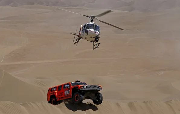 Picture Sand, Sport, Desert, Helicopter, Race, Rally, Dakar, Hammer