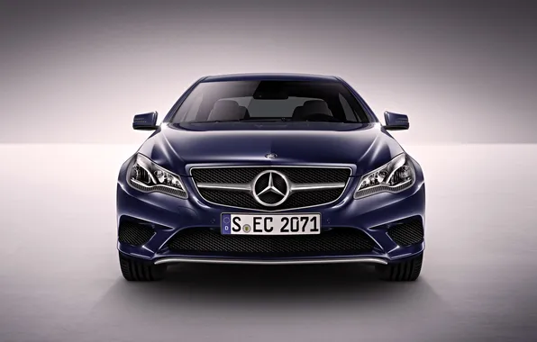 Picture Auto, Blue, Machine, Logo, Grille, The hood, Mercedes, Lights
