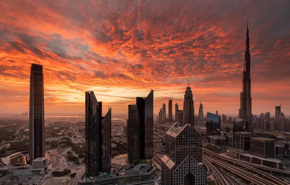 Picture sunset, the city, Dubai
