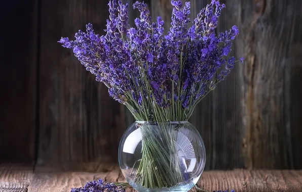 Flowers, table, Board, bouquet, vase, lavender, lilac, AI art
