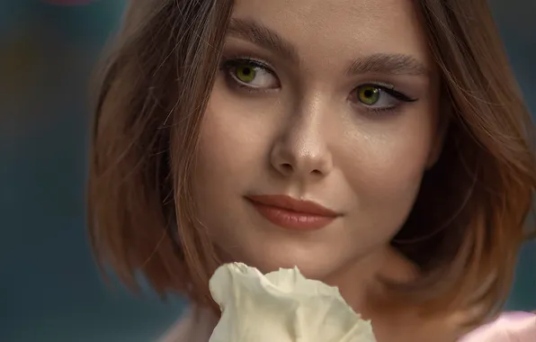Sweetheart, model, Christina, white rose, Oleg Buneev